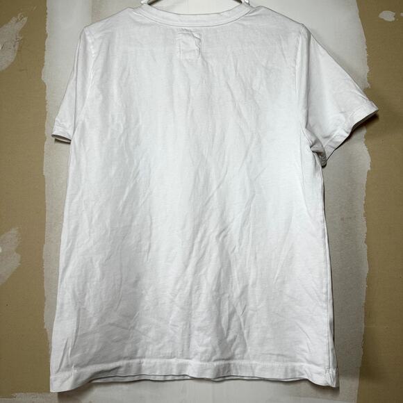 For Days Short Sleeve Shirt Crewneck 100% Cotton Embroidered Casual White Large - Picture 4 of 4